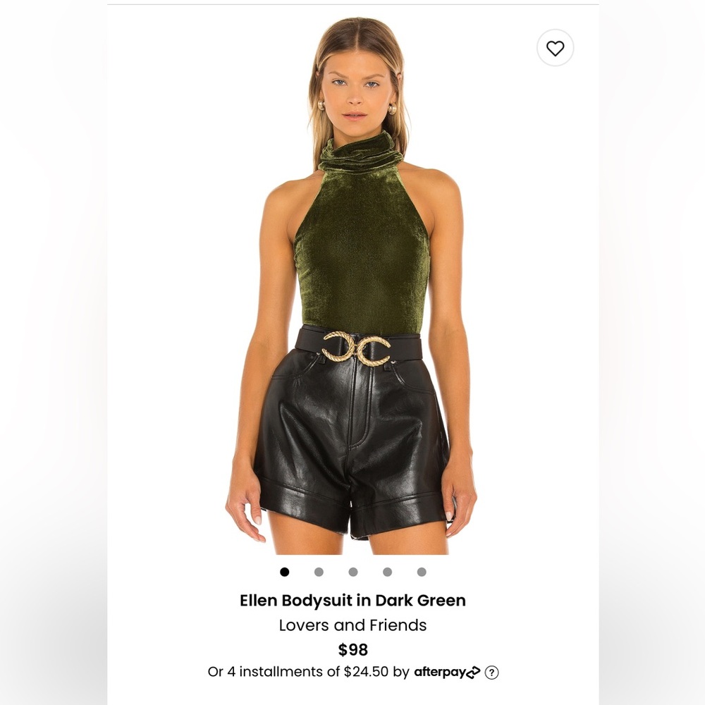 NWOT. Lovers and Friends Elien bodysuit in green velvet.